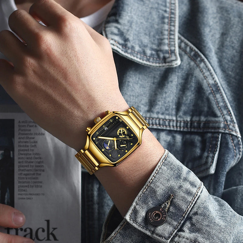 NIBOSI 2024 Watch for Men Top Luxury Brand Quartz Square Mens Watches Sport Waterproof Wristwatch Chronograph Relogios Masculino