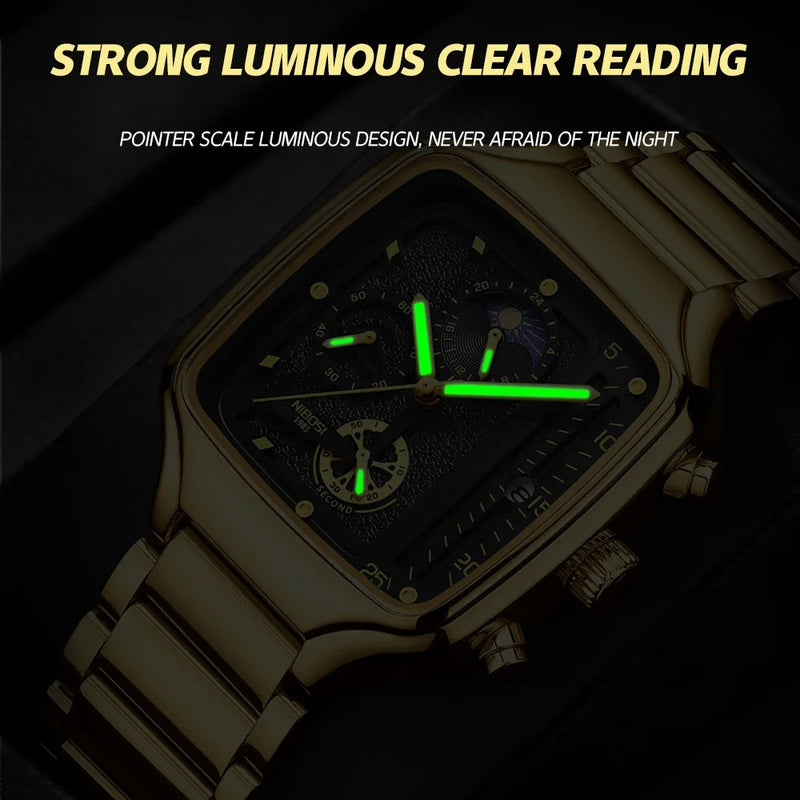 NIBOSI 2024 Watch for Men Top Luxury Brand Quartz Square Mens Watches Sport Waterproof Wristwatch Chronograph Relogios Masculino