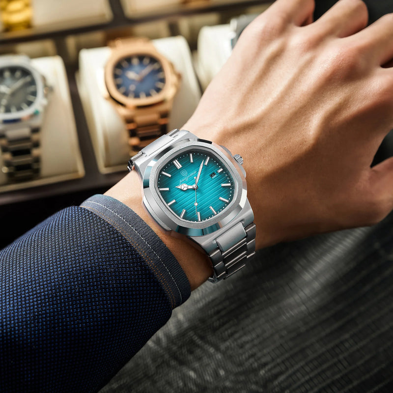 PAAZOMU Luxury Watch Business Waterproof Male Clock Luminous Date Stainless Steel Square Quartz Men Watch reloj hombre 2024 New