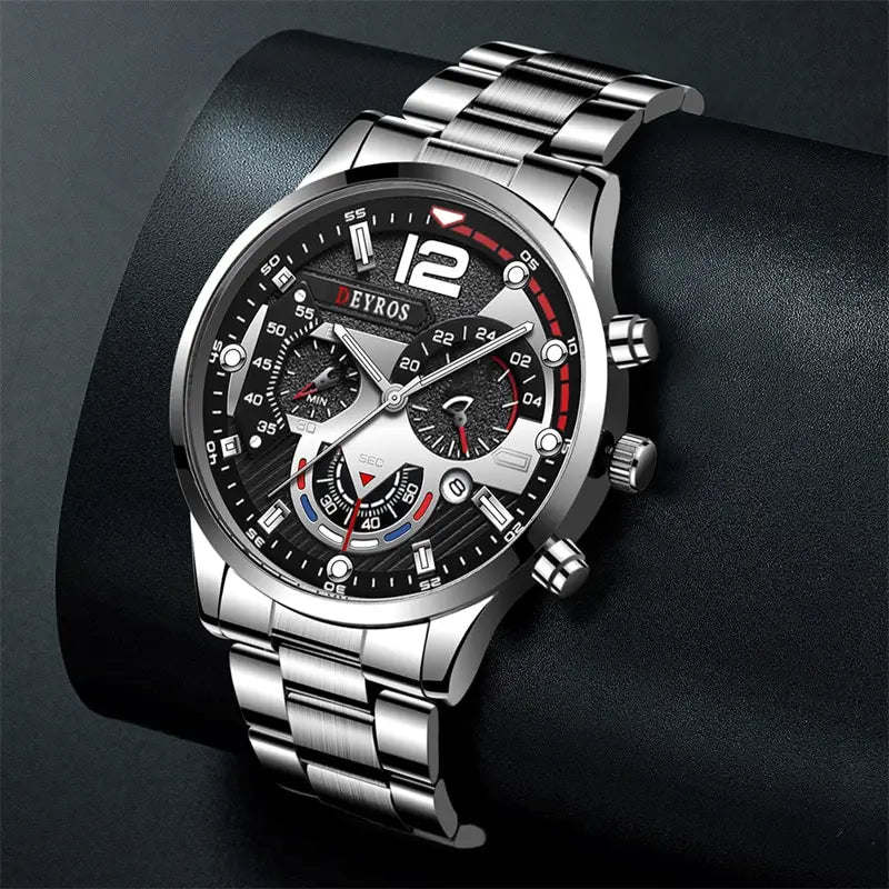 Fashion Mens Watches Luxury Stainless Steel Quartz Wristwatch Calendar Luminous Clock Men Business Casual Watch Reloj Hombre